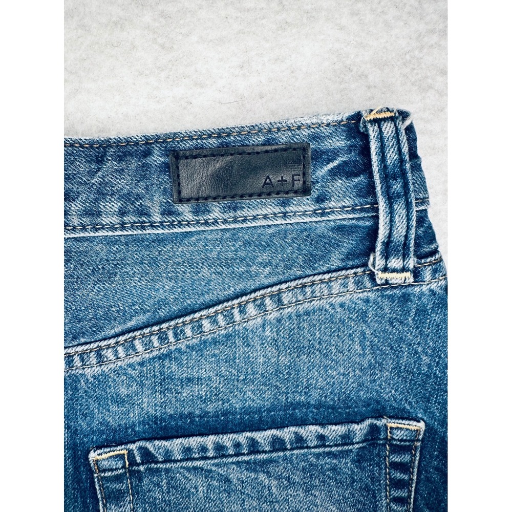 Abercrombie & Fitch Denim Mini Skirt Frayed Hem Casual Blue Size 24 - Picture 6 of 9